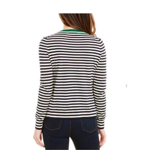 NEW J. Crew Tipped Caryn Striped Cardigan in Navy/Ivory/Green - size XS! - Picture 4 of 9